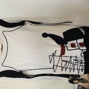 Save the queen small white long sleeved geometric print short dress